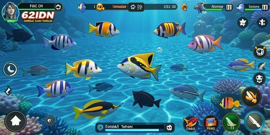 Screenshot gameplay 62IDN dengan aksi menembak ikan yang seru.