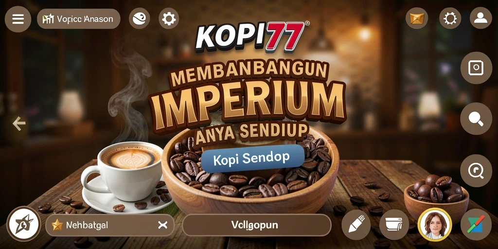 Screenshot gameplay KOPI77 menampilkan kedai kopi yang sibuk dan pelanggan yang puas.