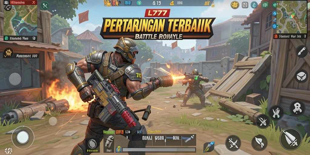 Screenshot L777 menampilkan aksi seru dalam game Battle Royale.
