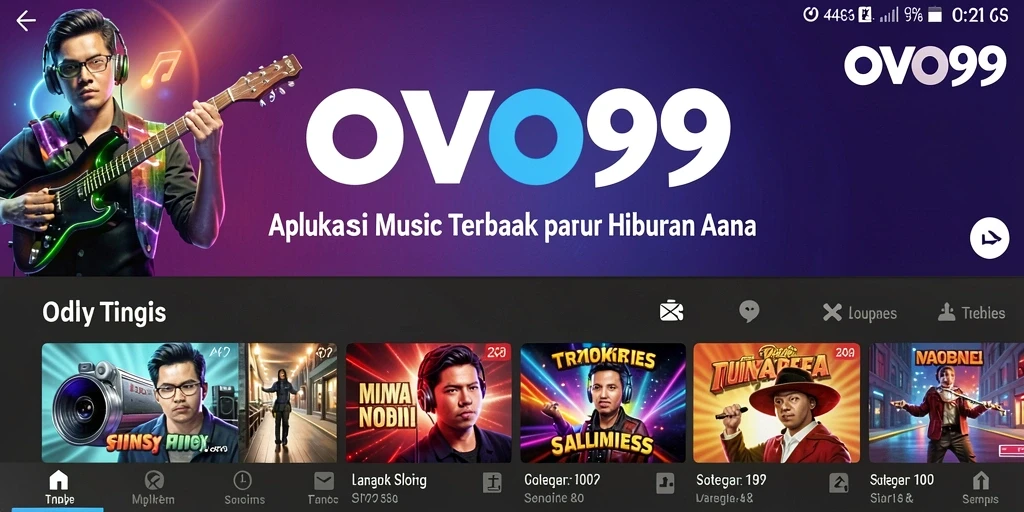 Tampilan antarmuka OVO99 dengan berbagai pilihan lagu.