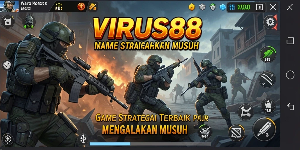 Menampilkan aksi seru dalam game strategi VIRUS88.