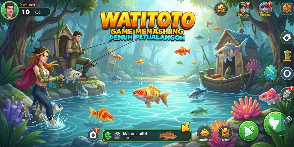 Screenshot gameplay WATITOTO dengan aksi memancing yang seru.